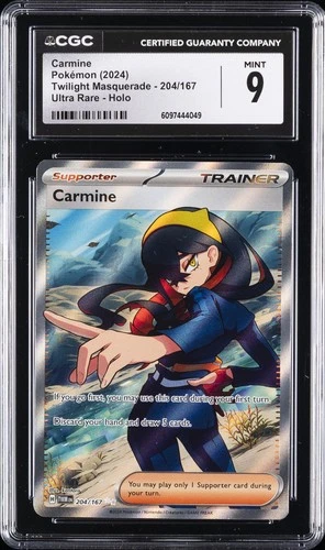2024 POKEMON TWM EN-TWILIGHT MASQUERADE ULTRA RARE #204 CARMINE CGC 9