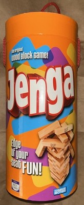 Jenga Hardwood Blocks Orange Tube Stacking Game New Sealed Hasbro