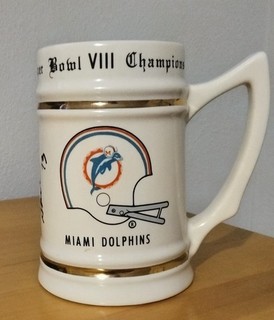 Autographed Don Shula 1973 Dolphins undefeated season beer stein