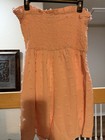 CHICME Pink Strapless Smocked Romper Button Ruffle Woven Textured Size L — photo 5