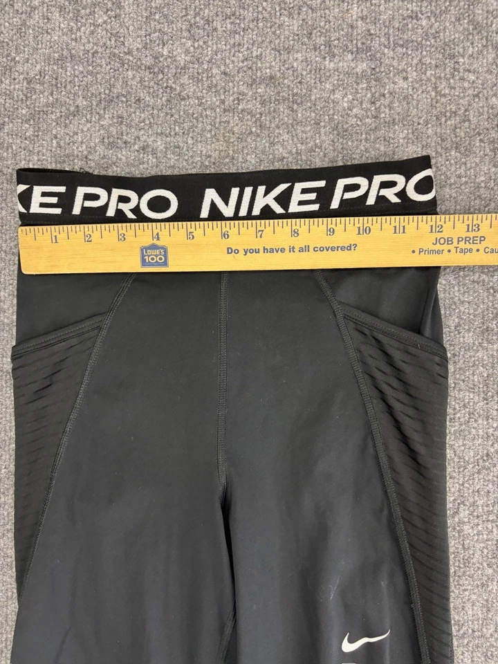 Nike Pro Dri-Fit Leggings Women's S Black Mesh Stripe Pockets High Rise Skinny - Image 3 of 4
