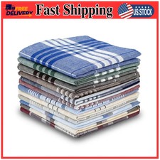 12 Pack Men's Classic Handkerchiefs 16 Inch Large Assorted Pocket Square Hankies
