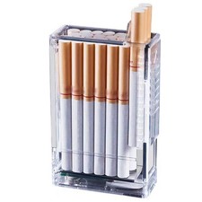 Transparent Cigarette Case with Lighter 20pcs Regular Cigarettes Box USB Ligh...