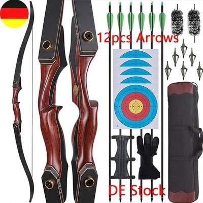 60'' Wood Takedown Recurvebogen Jagdbogen 25-50lbs Bogenschießen Jagd Rechte Hand