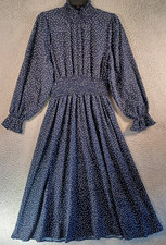 Shein Womens Navy Blue Dress Size Medium (6) Long-Sleeve Pilgrim Peasant Classic