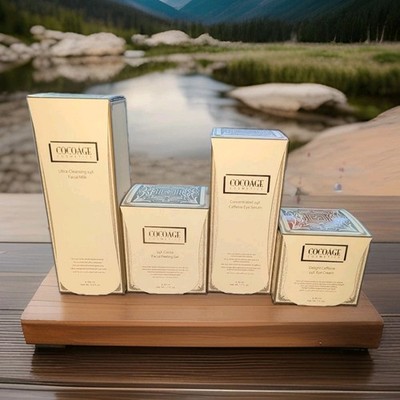 CocoAge 24K Gold Caffeine Skincare Set Milk, Peeling Mask, Eye Serum & Cream