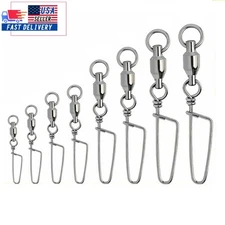 50/100PCS Fishing Ball Bearing Swivels with Coastlock Snap Fishing Connector