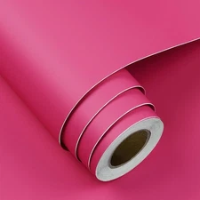 FunStick 24"x200" Thick Magenta Pink Peel and Stick Wallpaper for Bedroom... 