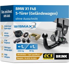 ANHÄNGERKUPPLUNG für BMW X1 F48 15-22 vert. abnehmbar BRINK +7pol E-Satz ECS