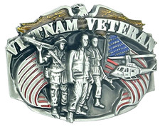 Vietnam Veteran Usa Flag Military Enameled Belt Buckle New