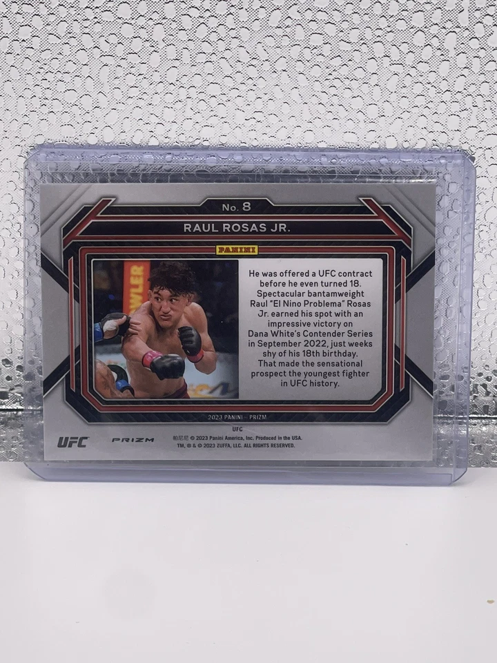2023 Panini Prizm UFC Raul Rosas Jr Rookie Hyper Prizm Rookie Card RC #8 - Image 2 of 2