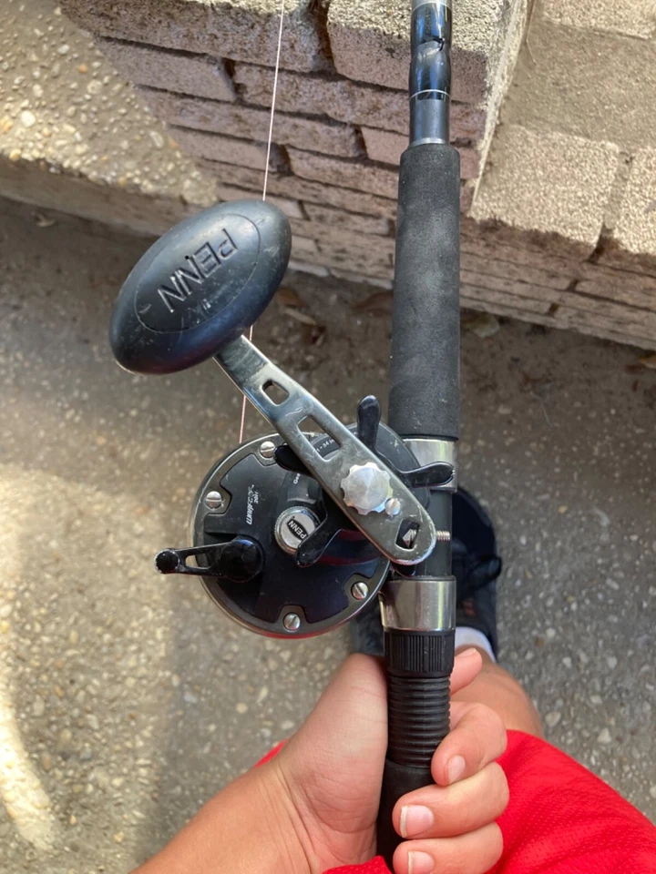 Carrete Penn Warfare 20N Star Drag mano derecha enrollado con pesca trenzada de 70 libras Foto 2 de 4