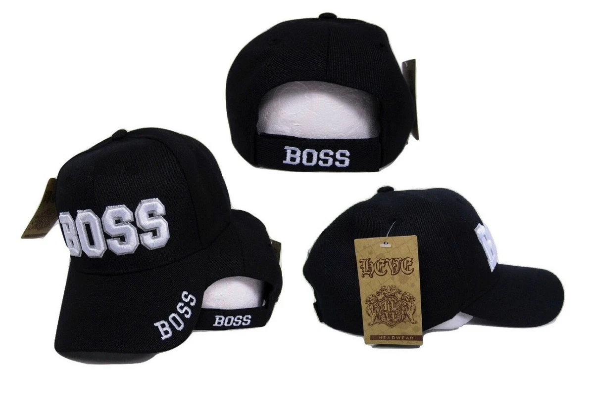 Boss Black With White Letters Embroidered Baseball Cap Hat RAM