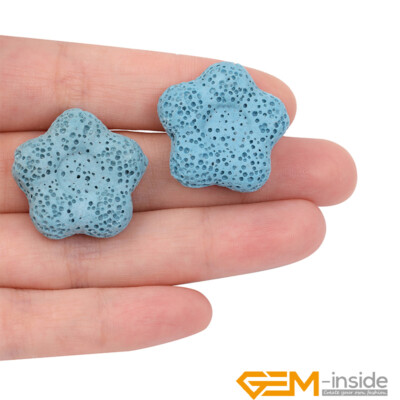 27mm Flower Shape Purple Lava Rock Beads Strand - 15 Inch Natural Stone Jewelry Making Supplies