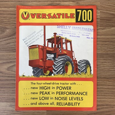 Versatile 700 Tractor Color Brochure Fold-Out Shelly Implement & Crookston, MN