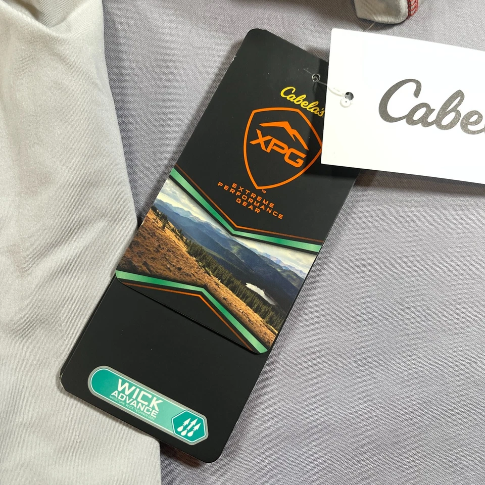 Cabelas XPG Mens LT Taupe Gray Performance Short Sleeve Shirt NEW - Image 4 of 4