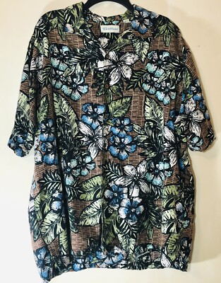 Caribbean Tropical Floral Design Pattern Brown XL Shirt
