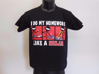 NEW Funny Graphic Tee ''I DO HOMEWORK LIKE NINJA'' Youth Sizes S-M-L-XL Shirt