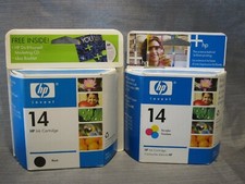 Lot of 2 HP Ink Cartridges 14 Black Tri-Color Exp 2006 - NEW w Idea Booklet