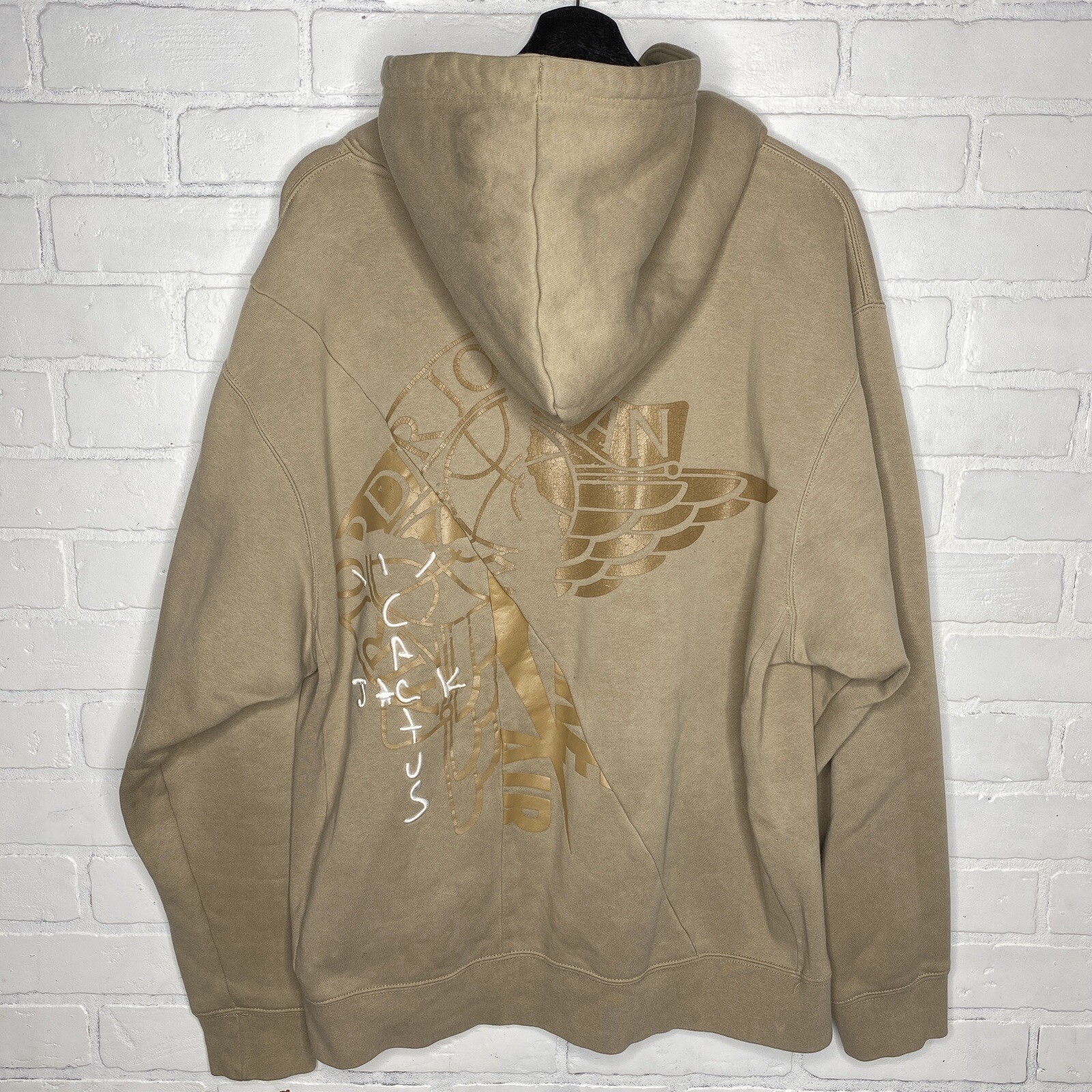 Travis Scott Cactus Jack x Nike Air Jordan Hoodie Size Large Tan Distressed  | eBay