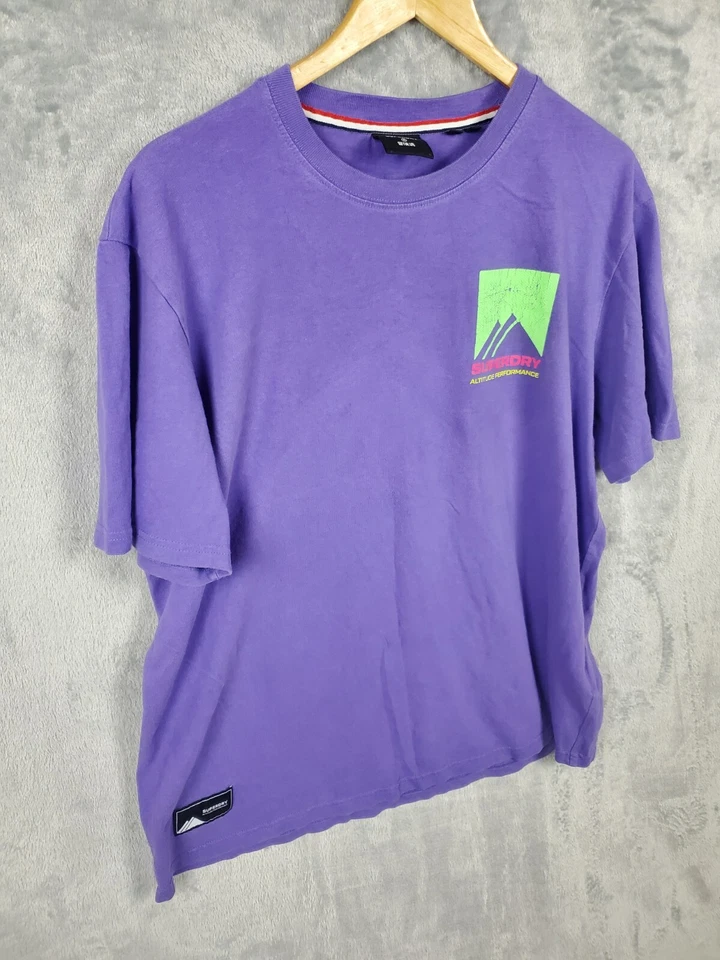 Superdry Shirt Mens L Purple Green Altitude Performance Casual - Image 3 of 4
