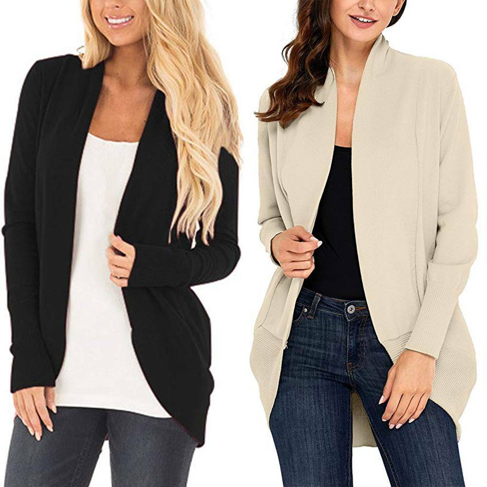 Women Knitted Cardigan Coat Long Sleeve 