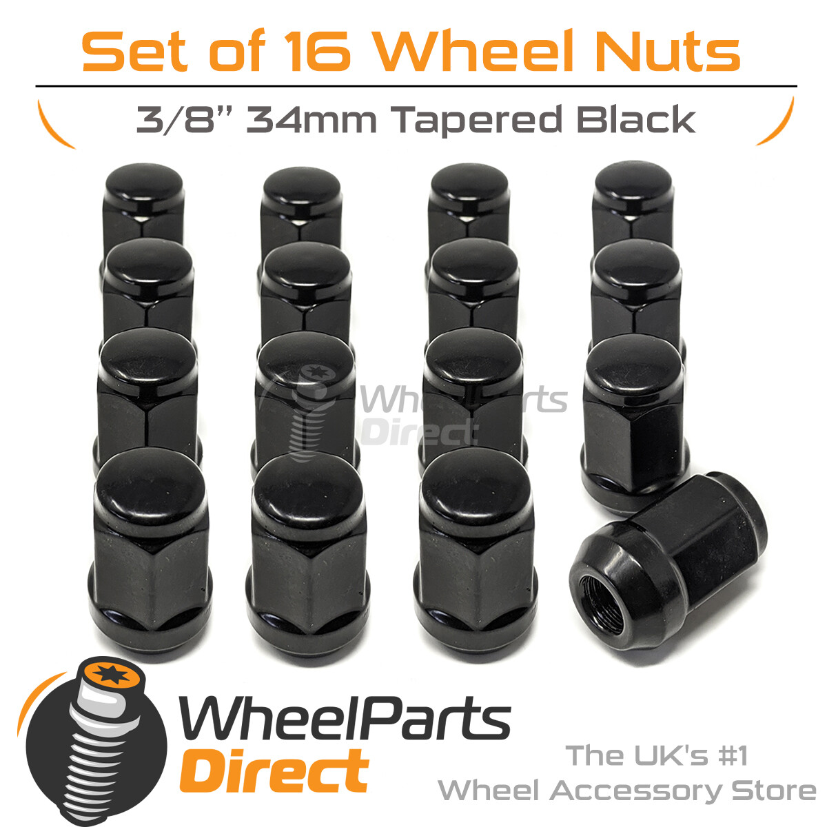 Black Wheel Nuts (16) 3/8 Tapered 34mm For MG Midget 6479 eBay