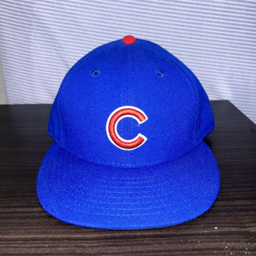 Chicago Cubs Hat Cap New Era Size 7 3/8 Fitted Blue On Field MLB 59Fifty Made US - Picture 1 of 4