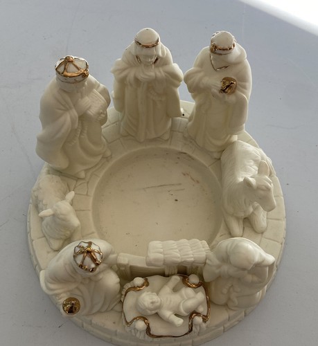 "Portacandele Presepe di Natale Vintage Ceramica Ceramica Bambino Gesù 7" - Foto 11 di 11
