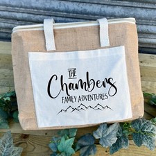 PERSONALISED FAMILY PICNIC BAG - Large Jute Shopping Bag Personalised Stuff Bag