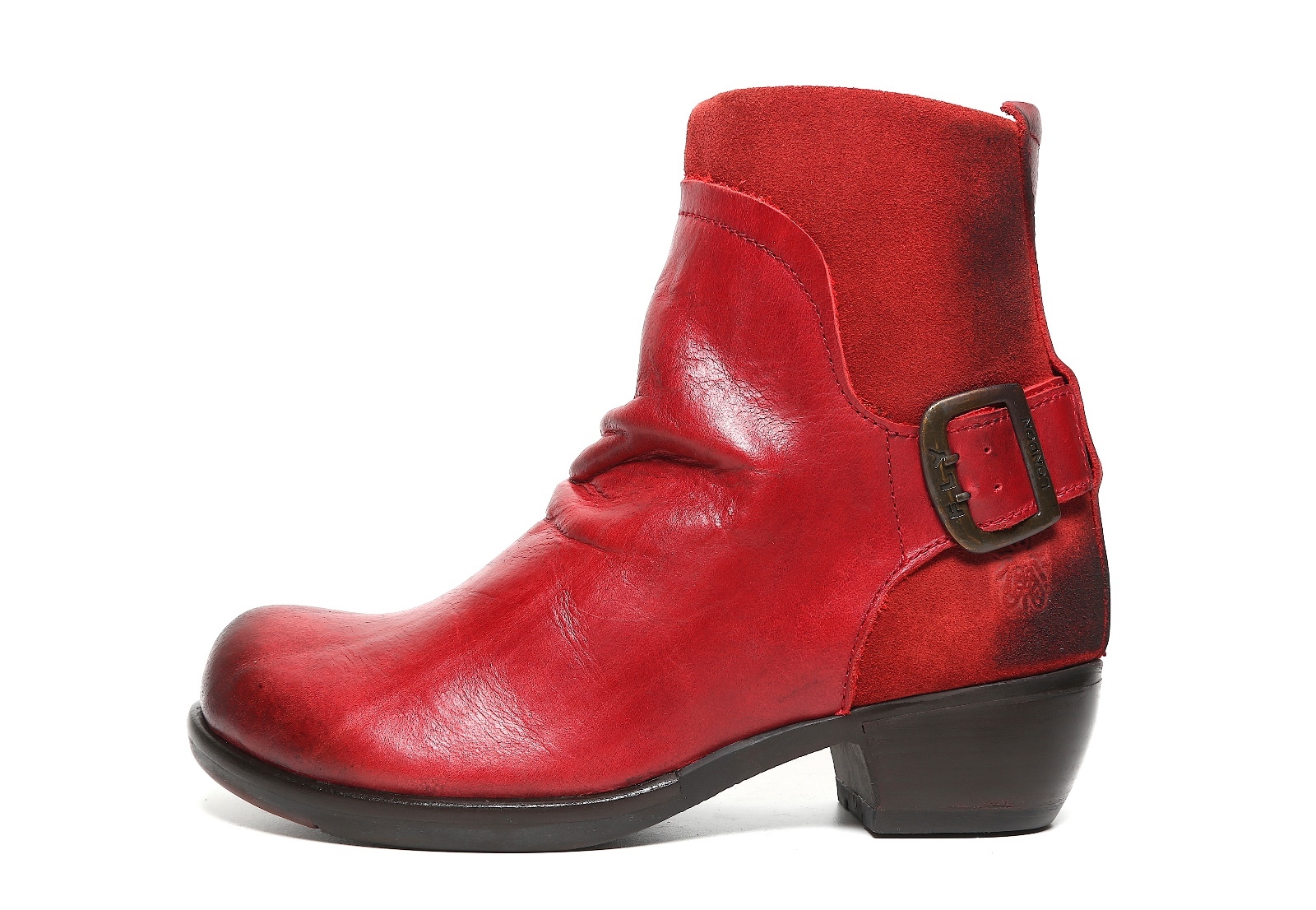 FLY London MEL Red Leather Zip Ankle 