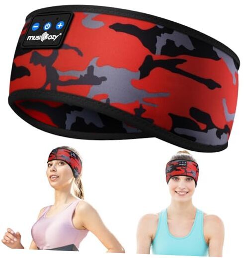 Sleep Headphones Bluetooth Headband Headphones, 5.4 Bluetooth Sports Black Red