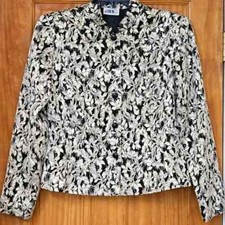 J.b.s Women's Black Gray White & Champagne Silver Evening Blazer Jacket, Size L