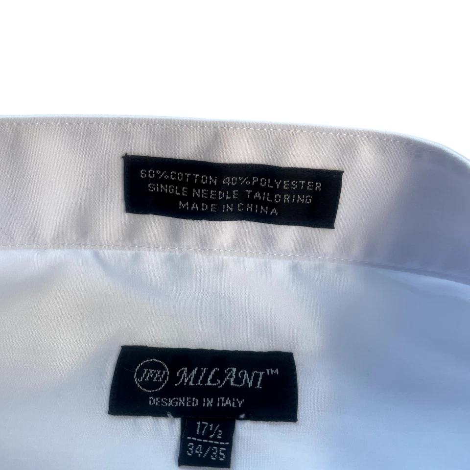 Camisa de esmoquin blanca Milani 17 1/2 34-35 para hombre con botones puños franceses Foto 3 de 4