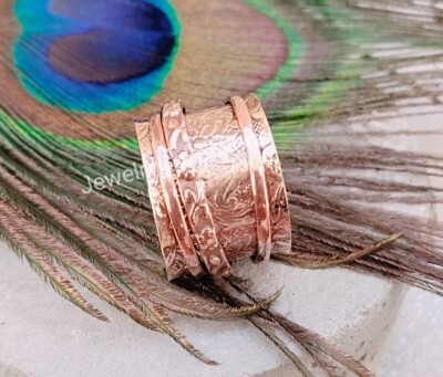Solid Copper Ring Floral Spinner Ring Pure Copper Ring Women Handmade Ring  B40