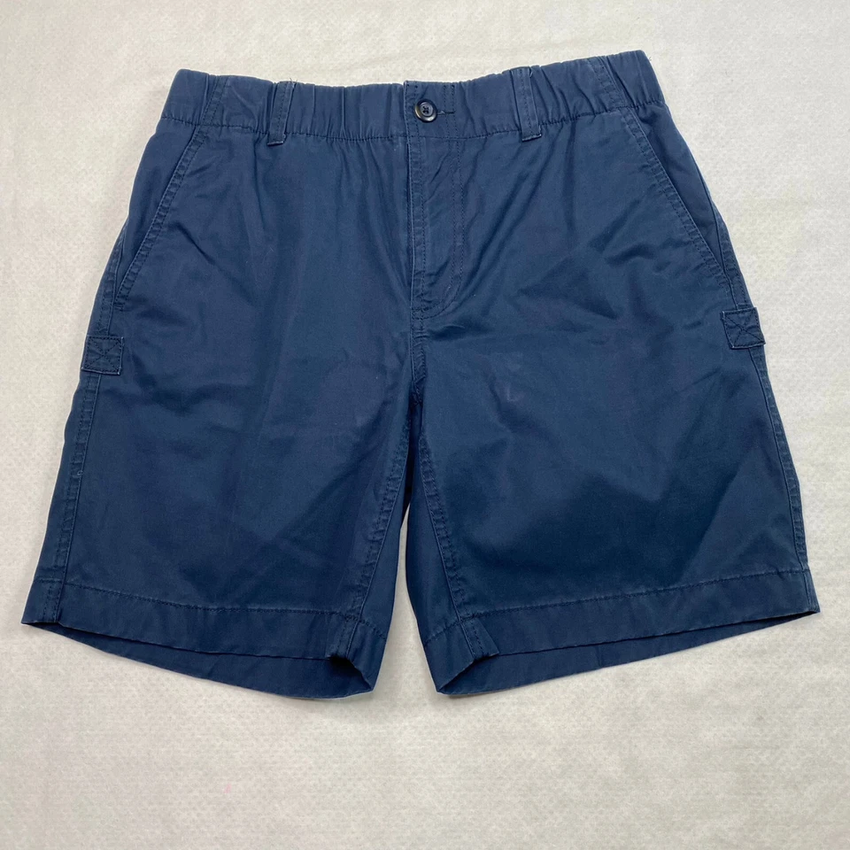Shorts feminino LL Bean tamanho 6 azul marinho frente plana elástico cintura média bolsos elásticos - Imagem 2 de 4