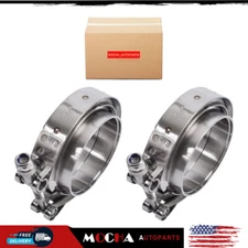 2PCS 3 Inch V Band Clamp with Male Female Flange 304 Stainless Steel for Exhaust
