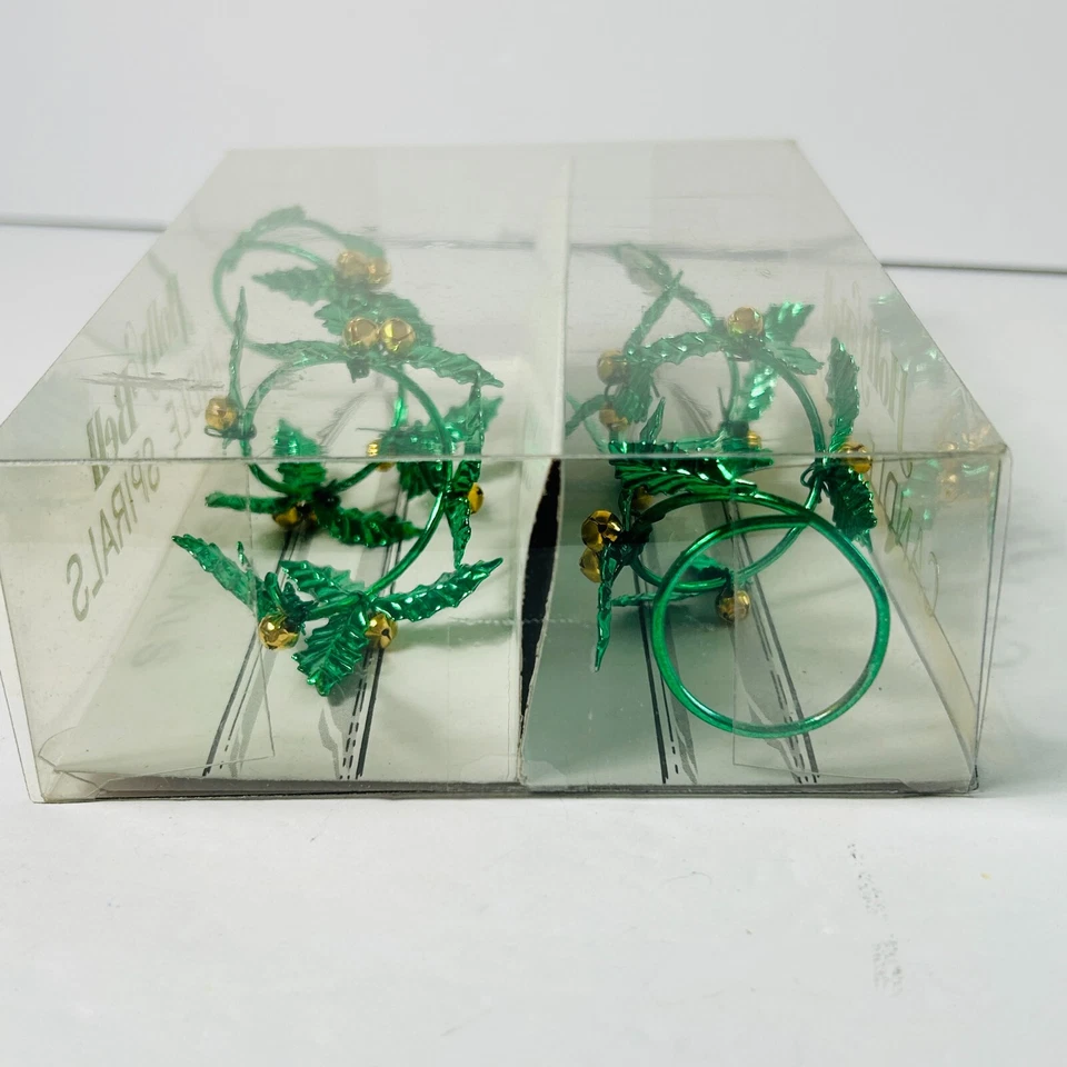 Рождественский декор Dept 56 спирали свечи металлические зеленые Holly and Bells конусообразная упаковка - Изображение 3 из 4