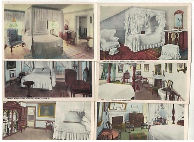 6 USA Postkarten Schlafzimmer & 4 Himmelbetten George Washingtons Haus Mount Vernon
