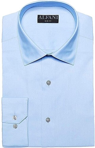 Calibrate Non-Iron Slim Fit Check Button Up Dress Shirt Mens 16 32/33 Blue  White | eBay
