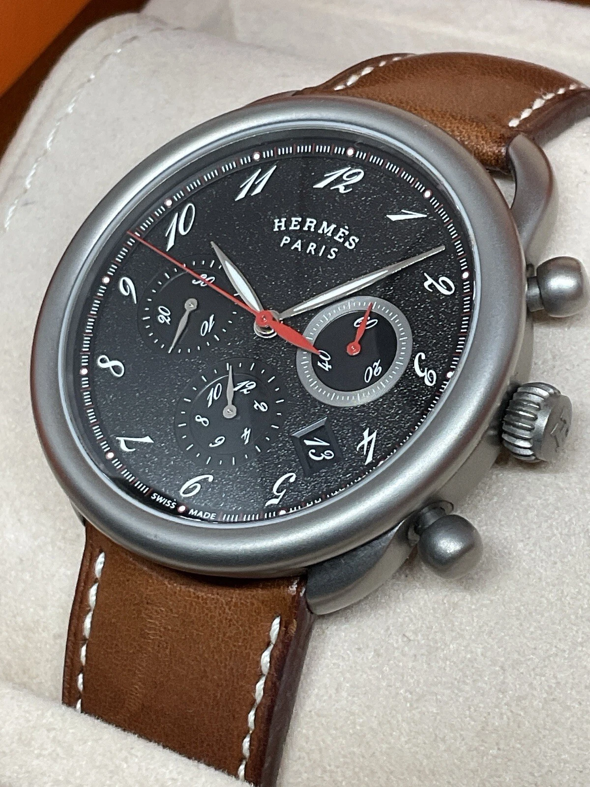 HERMÈS HERMES ACREAS 41mm CRONOGRAFO AUTOMATICO TITANIO AR3.941 CINTURINO SELLA SCATOLA M