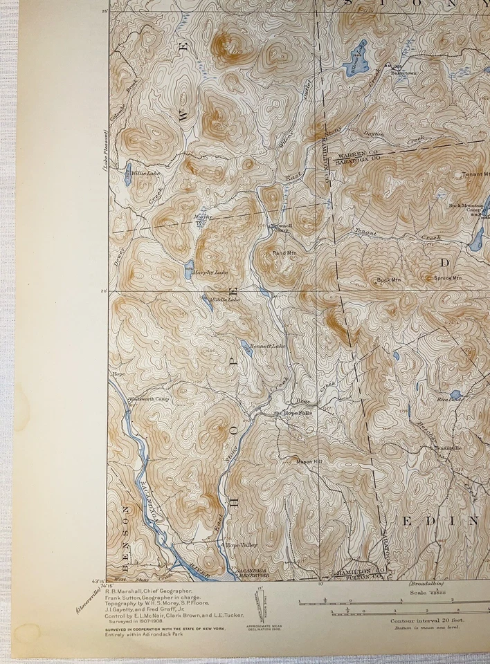 Mapa topográfico de Stony Creek, Nueva York Edimburgo, Esperanza, Día, Pozos, Río Sacandaga Foto 2 de 4