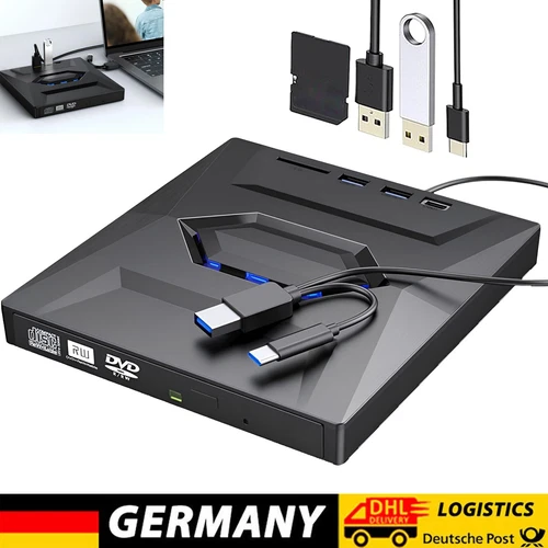 7 in 1 USB 3.0 Externes Laufwerk DVD CD UHD 4K Brenner Player für Laptop PC 2025 - Bild 2 von 14