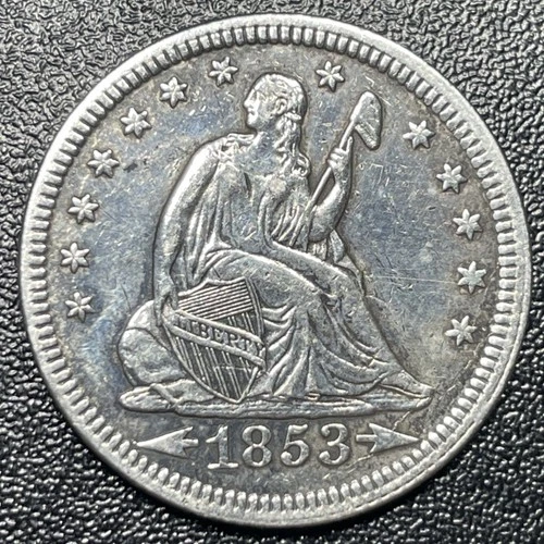 1853-P Seated Liberty Silver Quarter AU Details Polished