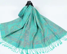 Pashmina Scarves Scarf Shawl Wrap-Paisley,Silk Cashmere-Soft*Women's