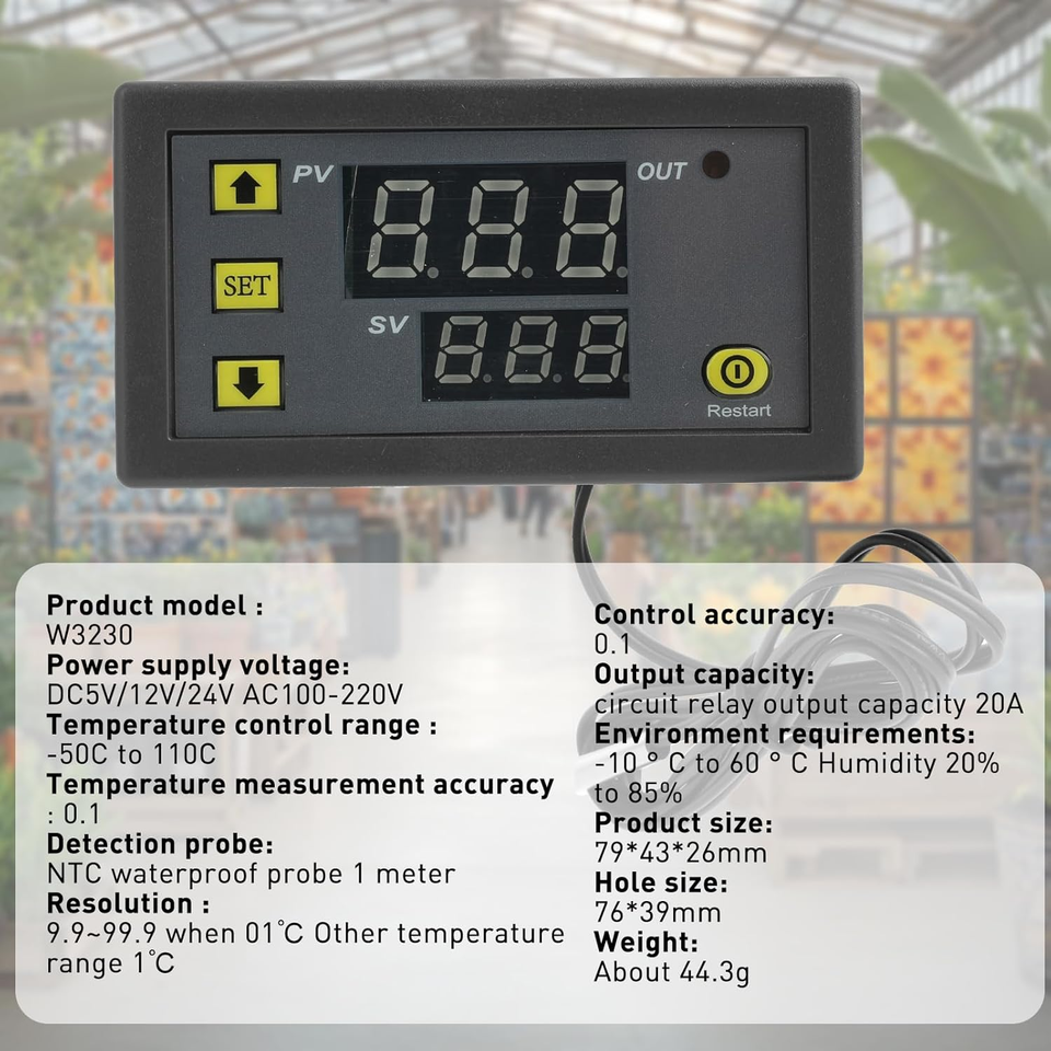 2 Pezzi Regolatore di Temperatura Digitale DC 12V 10A Termostato