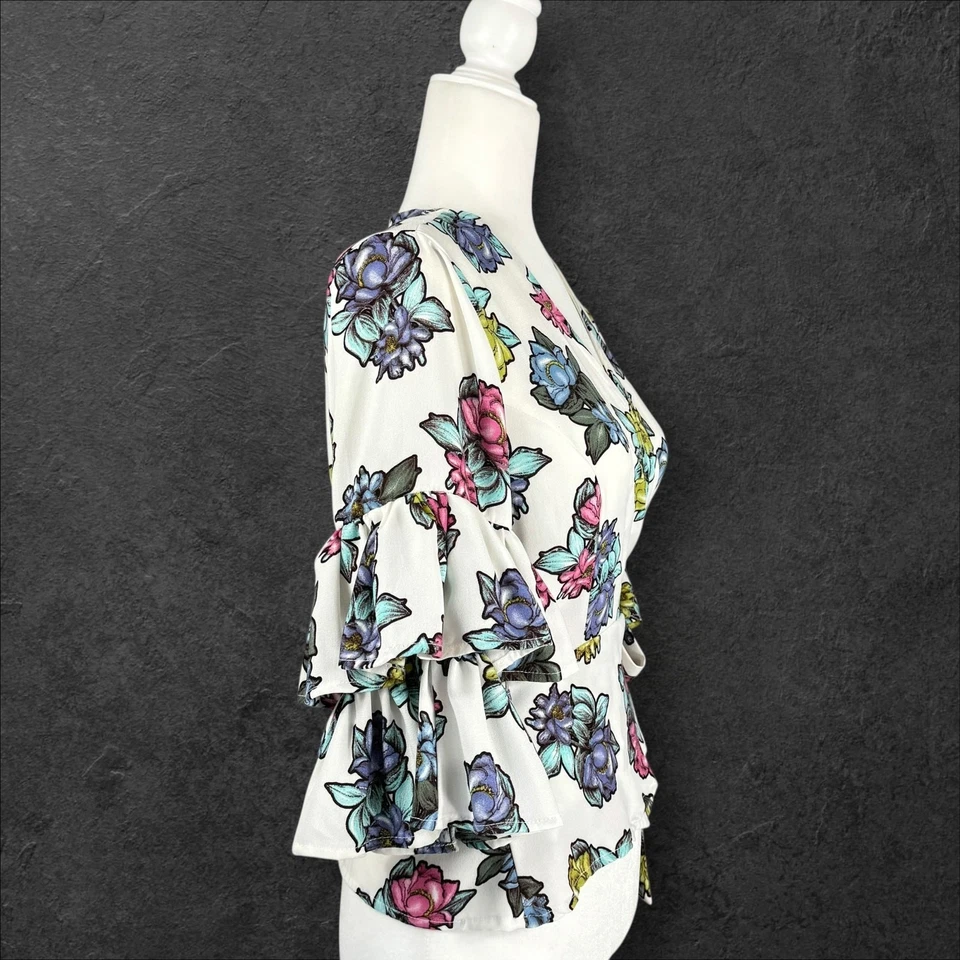 Top envolvente Y2K flamenco doble exagerado con volantes estilo mafia manga GNO rampage L Foto 2 de 4