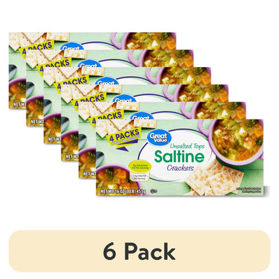 Great Value Unsalted Tops Saltine Crackers, 16 oz, 4 Count (6 PACK!)