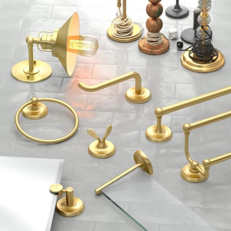 Gatco Designer II 22,5 pulgadas Estante de vidrio W en latón cepillado Foto 3 de 4