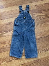 John Deere Blue Jean Denim Bib Overalls Kids Size 3T Farmer Tractor Pockets